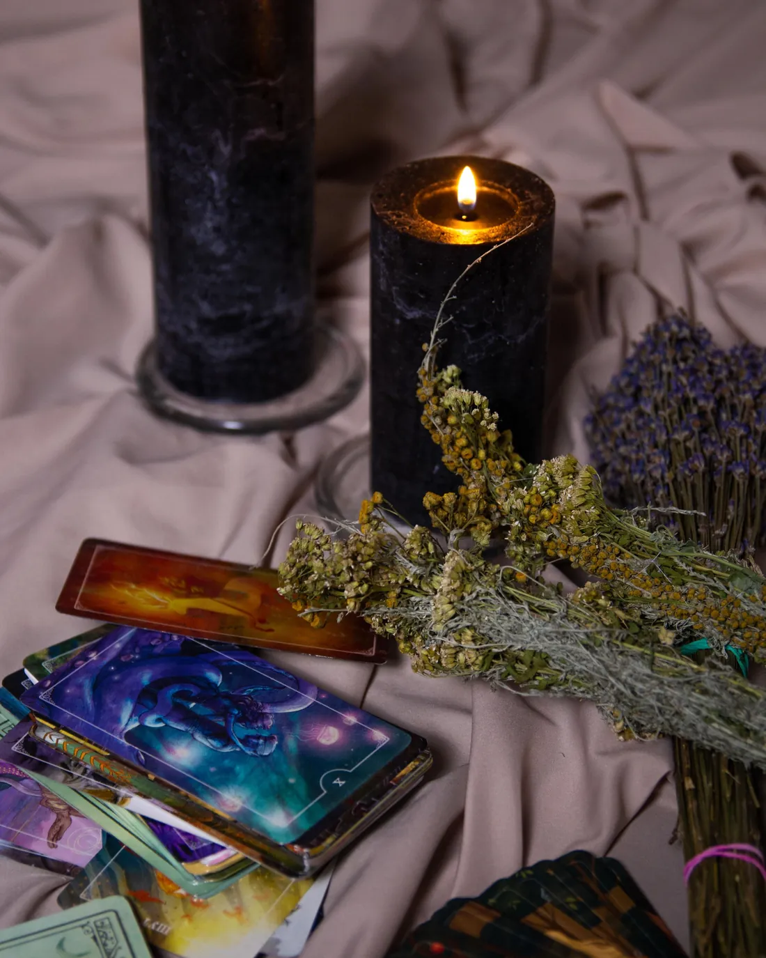 Cartas de Tarot y velas